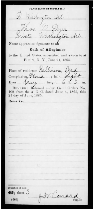 Thomas Dyer oath of allegiance